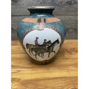 Vintage WBI Porcelain Chinese Vase Horse Bridle Jockey Racing Equestrian